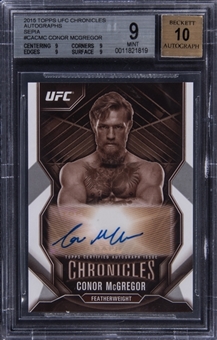 2015 Topps UFC Chronicles Autographs Sepia #CACMC Conor McGregor Signed Card (#1/1) - BGS MINT 9/BGS 10